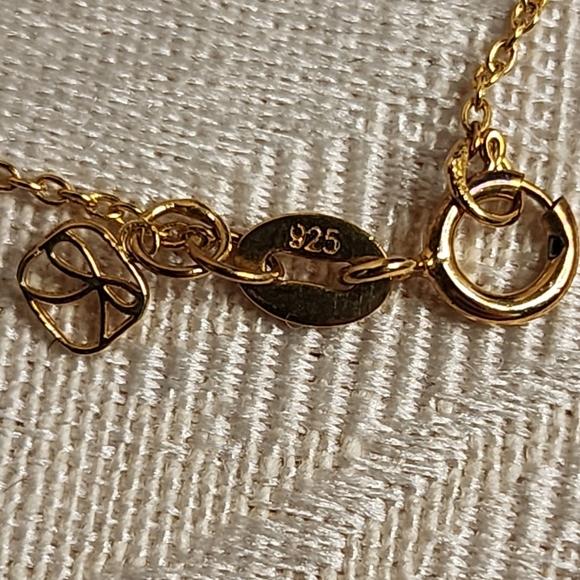 Sydney Evan “Lucky” Necklace .925 Gold Vermeil Diamond Accent Script Pendant 16” - Picture 11 of 13